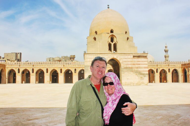 two guests at Ibn Tulun Mosque