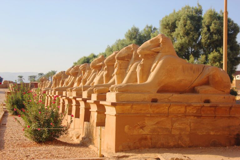 Ram-headed sphinx statues at karnak﻿