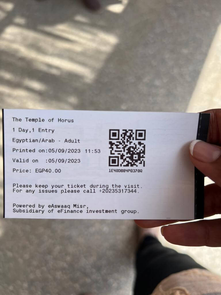 entrance ticket for the temple of Horus in Edfu,Aswan